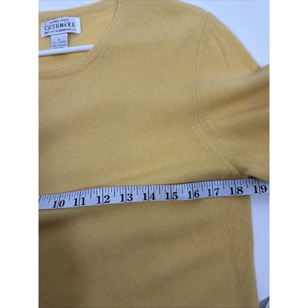 Sutton studio‎ 100% Cashmere Women Yellow Short Sleeve Top XL